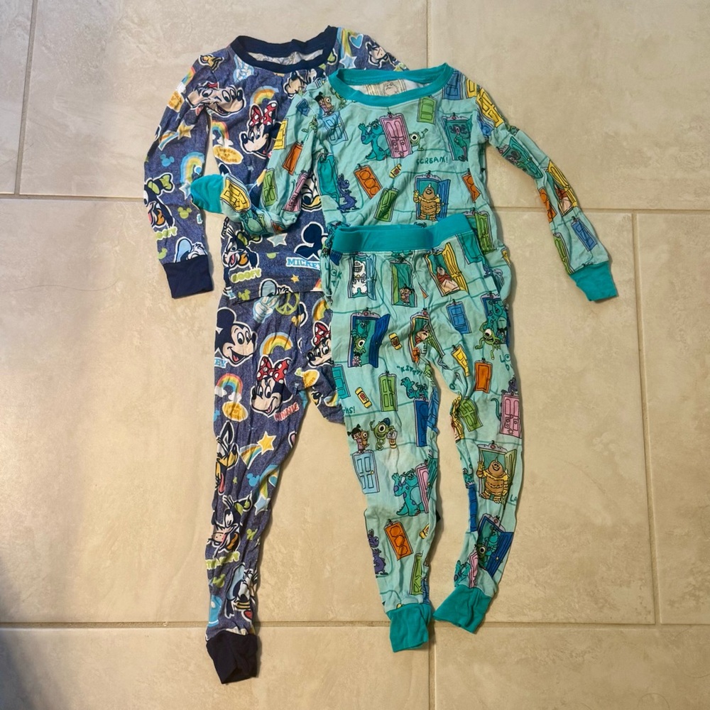 Two 2T Little Sleepies 2 piece Pajamas - Mickey / Disney & Monsters Inc